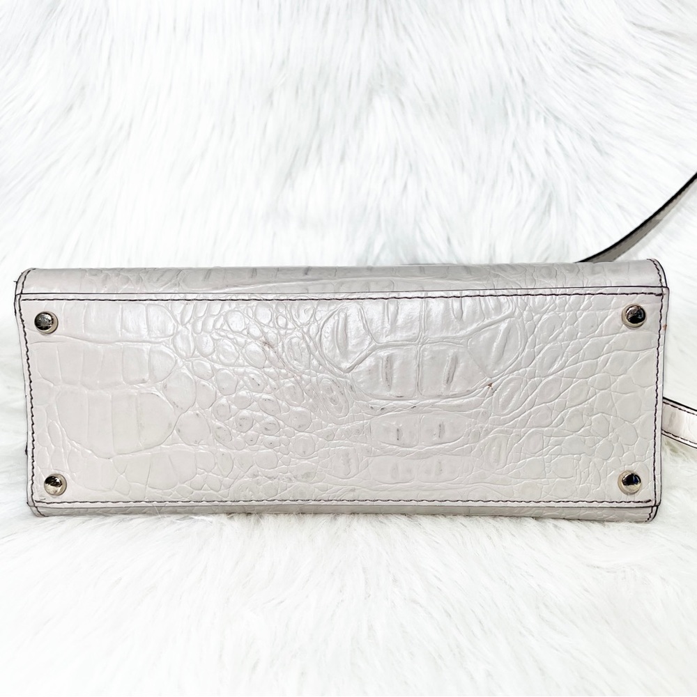 SOLD-Kate Spade Croc Leather Medium Satchel Handbag, Cream Ivory Beige - Picture 8 of 12